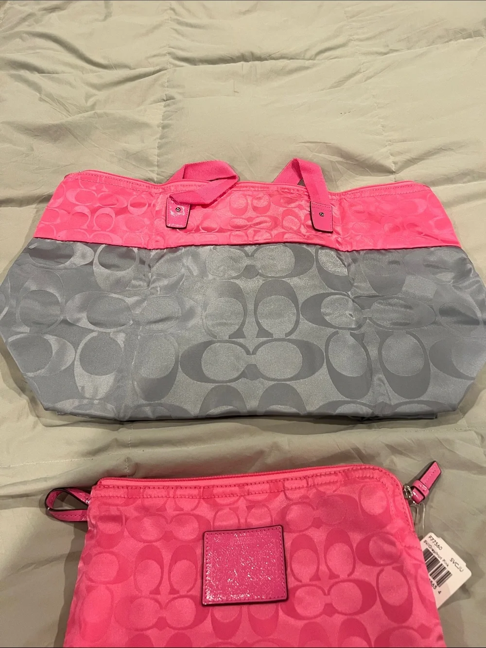 Coach Hot Pink Signature Wristlet/ bag